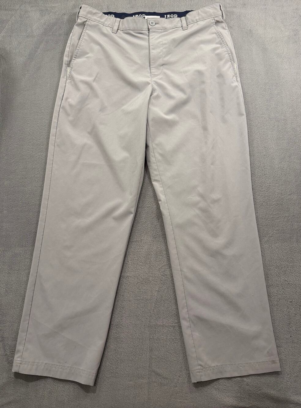 IZOD Golf Pants 36x32 Khaki Beige Swingflex‎ Performance Straight Leg Men Flat